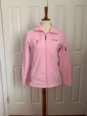 Columbia Pink Fleece Jacket Full Zip Pockets Women's S Casual Mid-Length